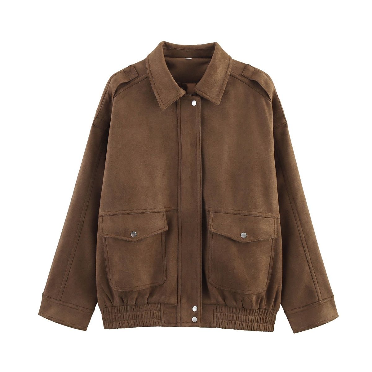 Giacca bomber in pelle scamosciata, vestibilità ampia - Moda donna KUN-00287