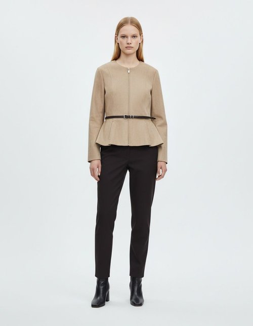 Suede Belted Mini Skirt Jacket - European Style KUN-00291