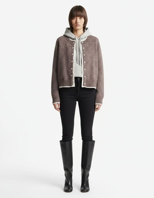 Knit Cardigan Color Block Stylish Sweater KUN-00293