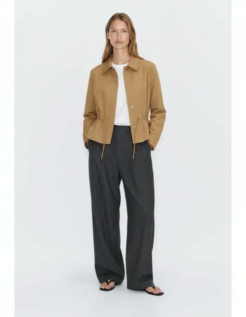 Women's Cropped Parka Jacket Adjustable Waist KUN-00296