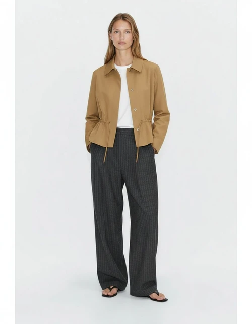 Women's Cropped Parka Jacket Adjustable Waist KUN-00296