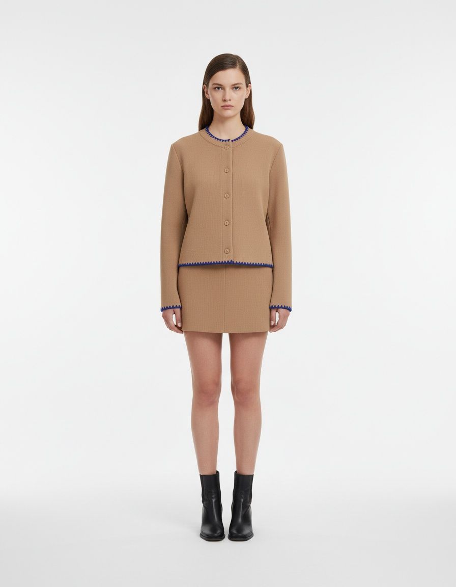 Knit Cardigan - Embroidered Color Block Sweater KUN-00298