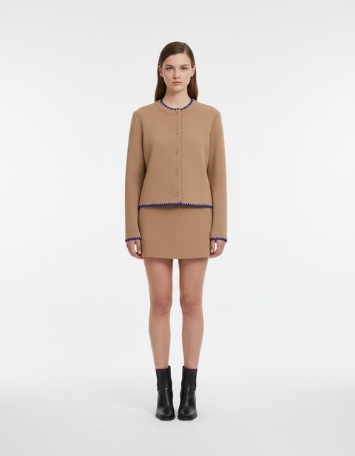 Knit Cardigan - Embroidered Color Block Sweater KUN-00298