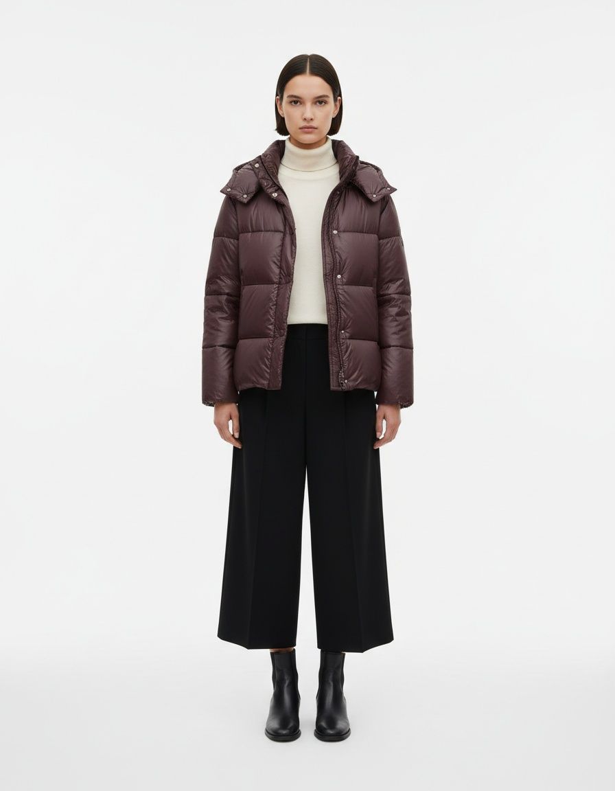 Hooded Puffer Jacket Shiny Classic Style KUN-00001