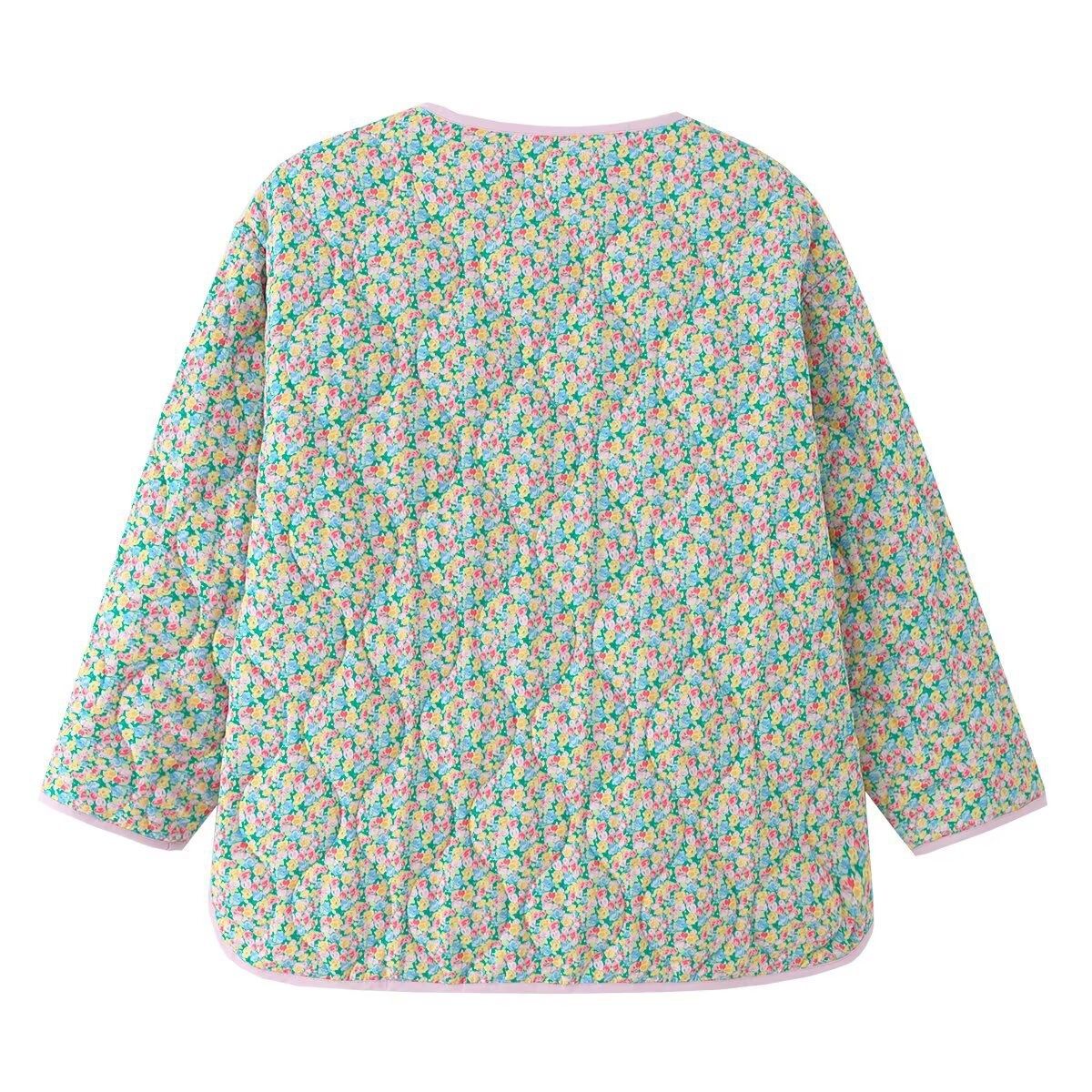 Giacca imbottita in cotone con stampa floreale, reversibile, alla moda, modello KUN-00003