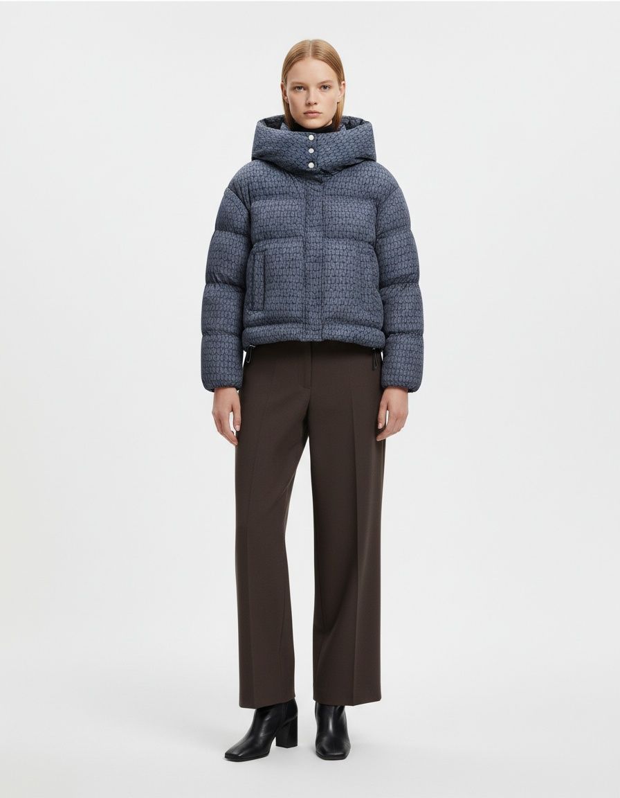 Women's Cotton Padded Jacket - European Style Printed Coat KUN-00004