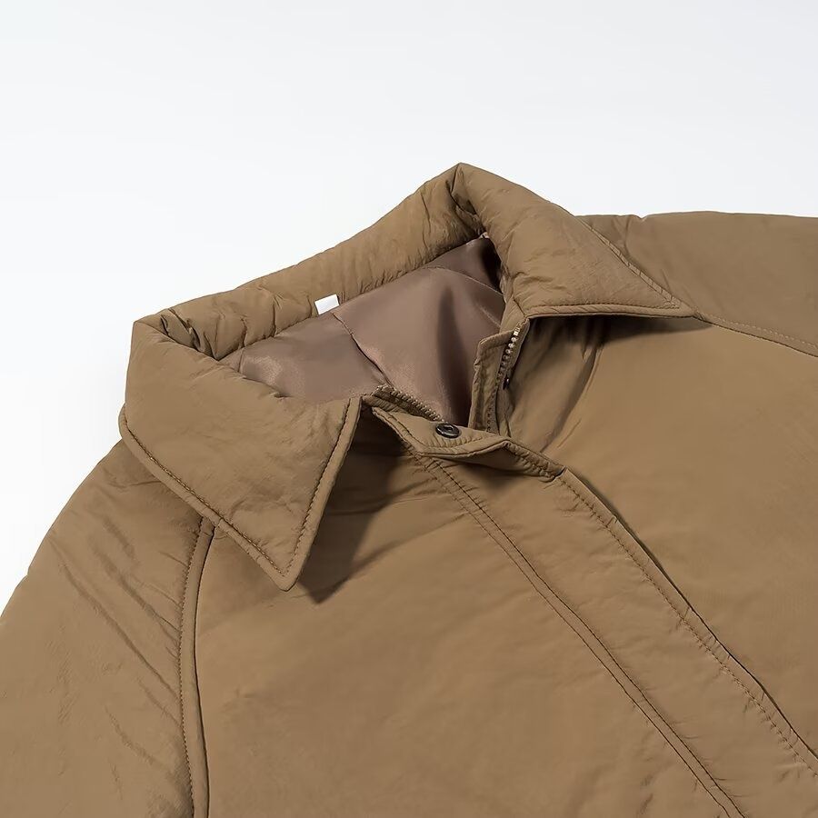 Abrigo acolchado largo de mezcla de algodón - Corte extragrande KUN-00008