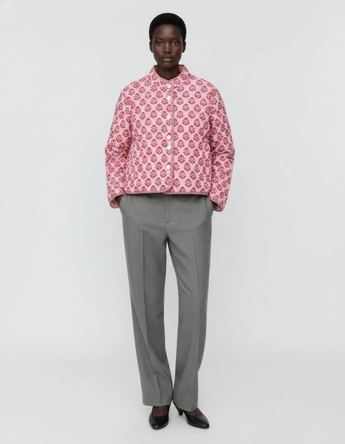 Reversible Floral Print Cotton Jacket - Stylish Stand Collar KUN-00011