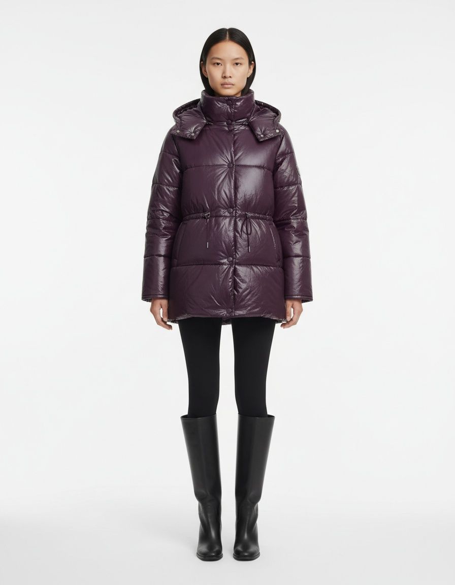 Veste classique à capuche en coton pour femme, fermeture éclair KUN-00013