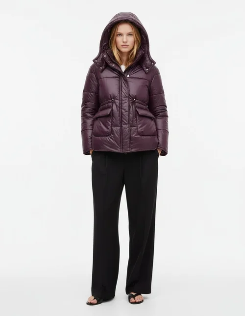Giacca da donna in cotone con cappuccio e cerniera, modello classico KUN-00013