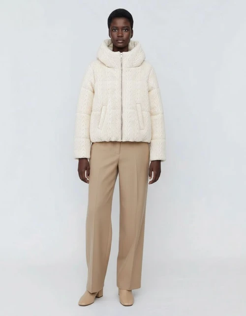 Women's Hooded Padded Cotton Jacket Braided Trim KUN-00024