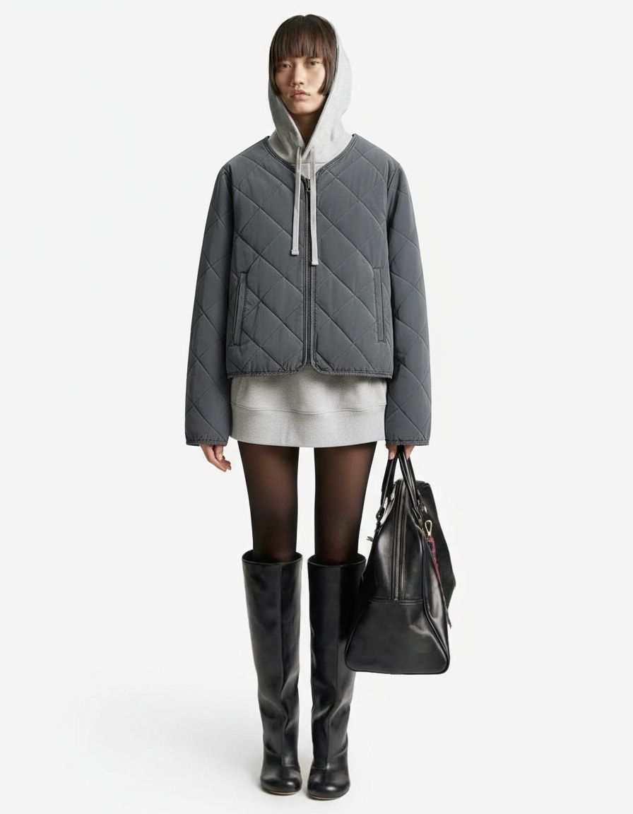 Cotton Diamond Quilted Padded Jacket - Stylish Classic KUN-00026