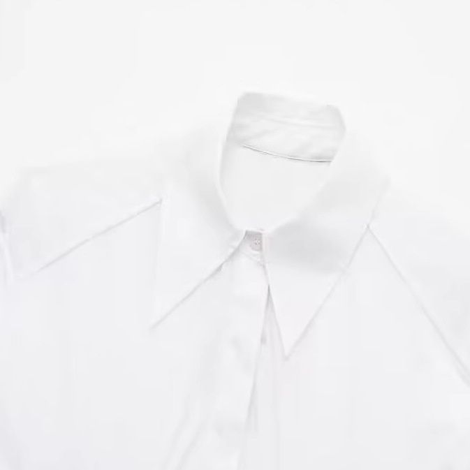 Poplin Corset Cropped Long Sleeve Shirt KUN-00001