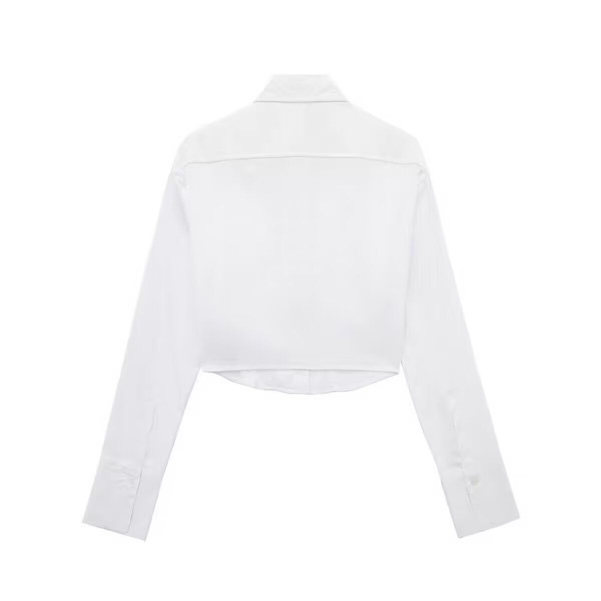 Poplin Corset Cropped Long Sleeve Shirt KUN-00001