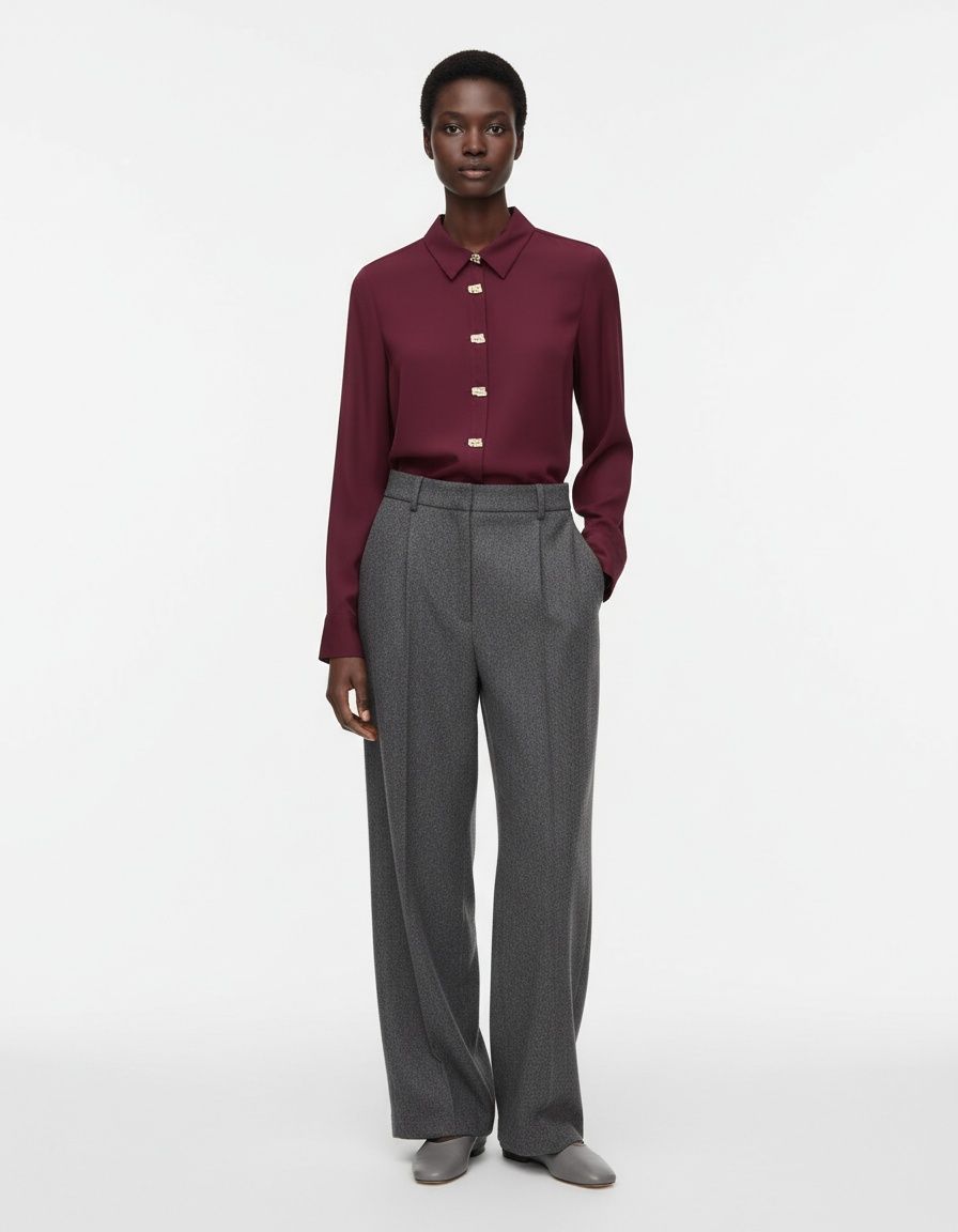 Camicia in raso - Blusa con bottoni dorati sul davanti KUN-00002