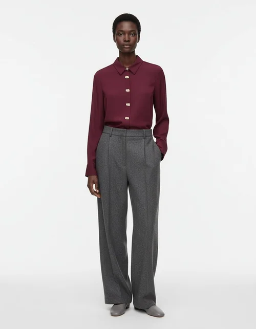 Camicia in raso - Blusa con bottoni dorati sul davanti KUN-00002