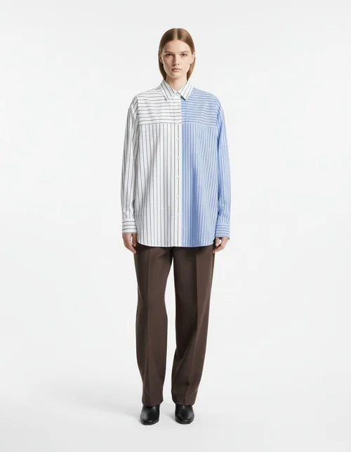 Camicia a righe patchwork - Moda classica da donna KUN-00003