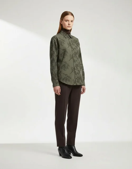 Camicia classica ricamata - Top versatile in stile europeo KUN-00008