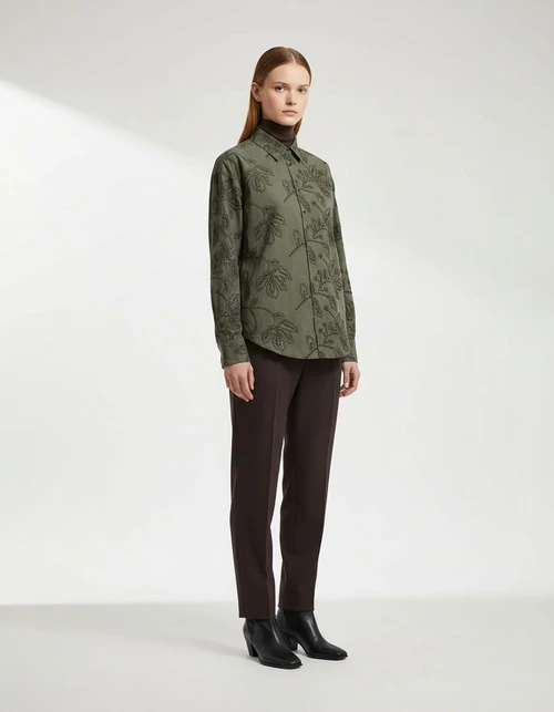 Camicia classica ricamata - Top versatile in stile europeo KUN-00008