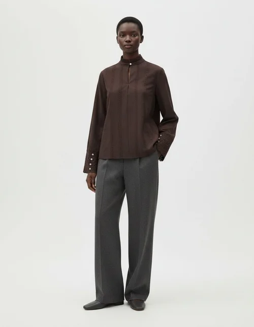 Camicetta in pizzo ricamato - Camicia classica da donna KUN-00009