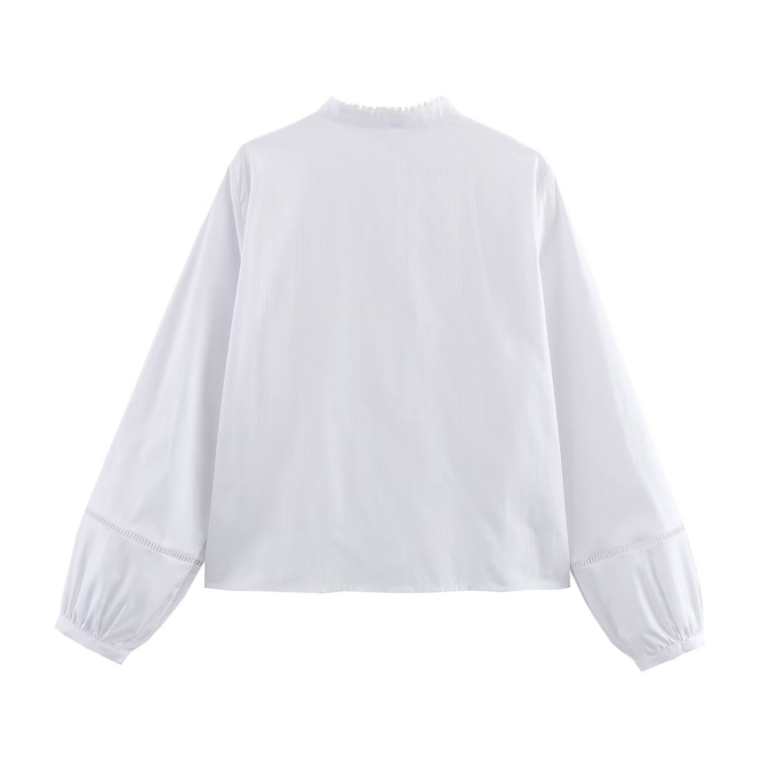 Blusa romántica con ribete de encaje para mujer KUN-00010