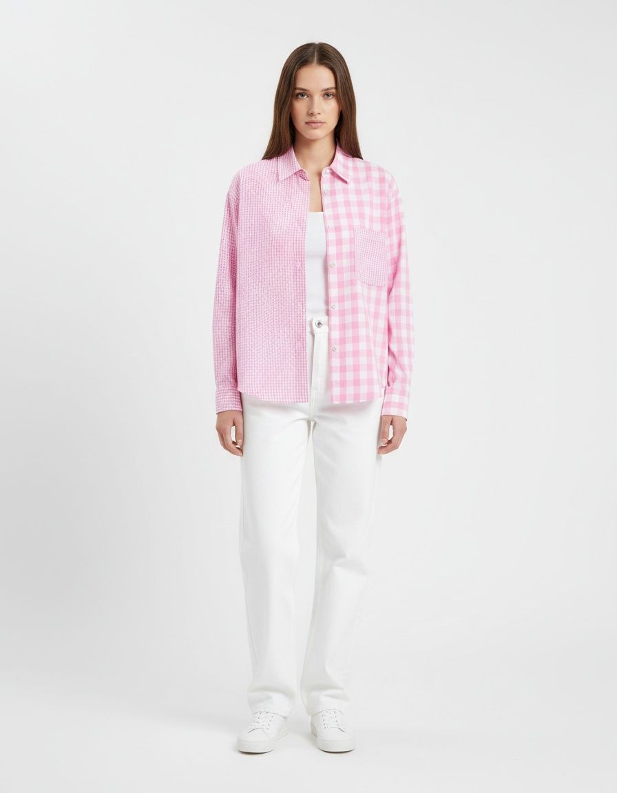 Camicetta da donna patchwork, elegante e versatile, modello KUN-00014