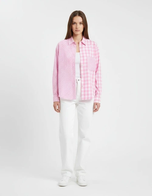 Camicetta da donna patchwork, elegante e versatile, modello KUN-00014