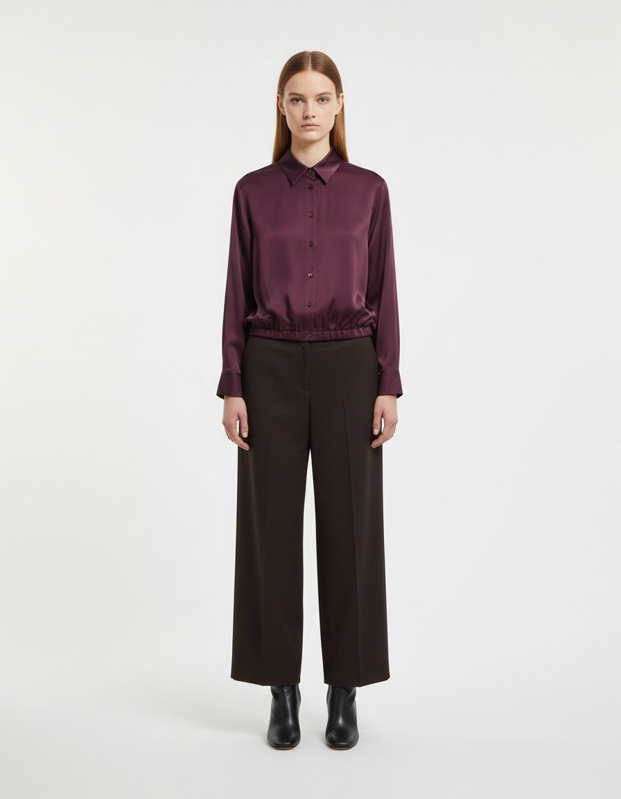 Camicetta in raso con maniche a palloncino - Stile europeo KUN-00017