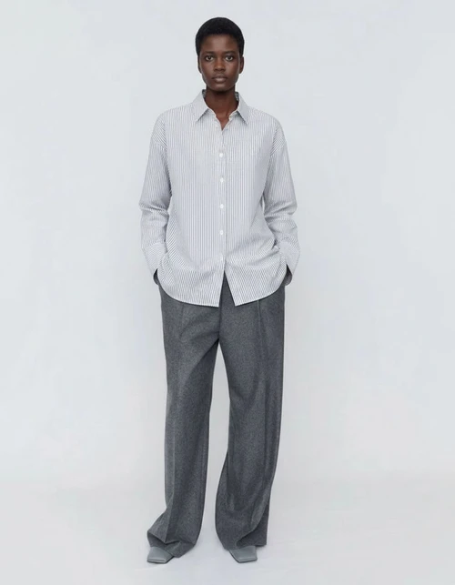 Camicia, sciarpa, cravatta e blusa elegante in popeline a righe KUN-00020