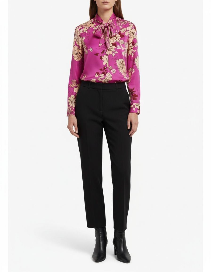 Camicetta in seta stampata - Top alla moda europeo chic KUN-00022