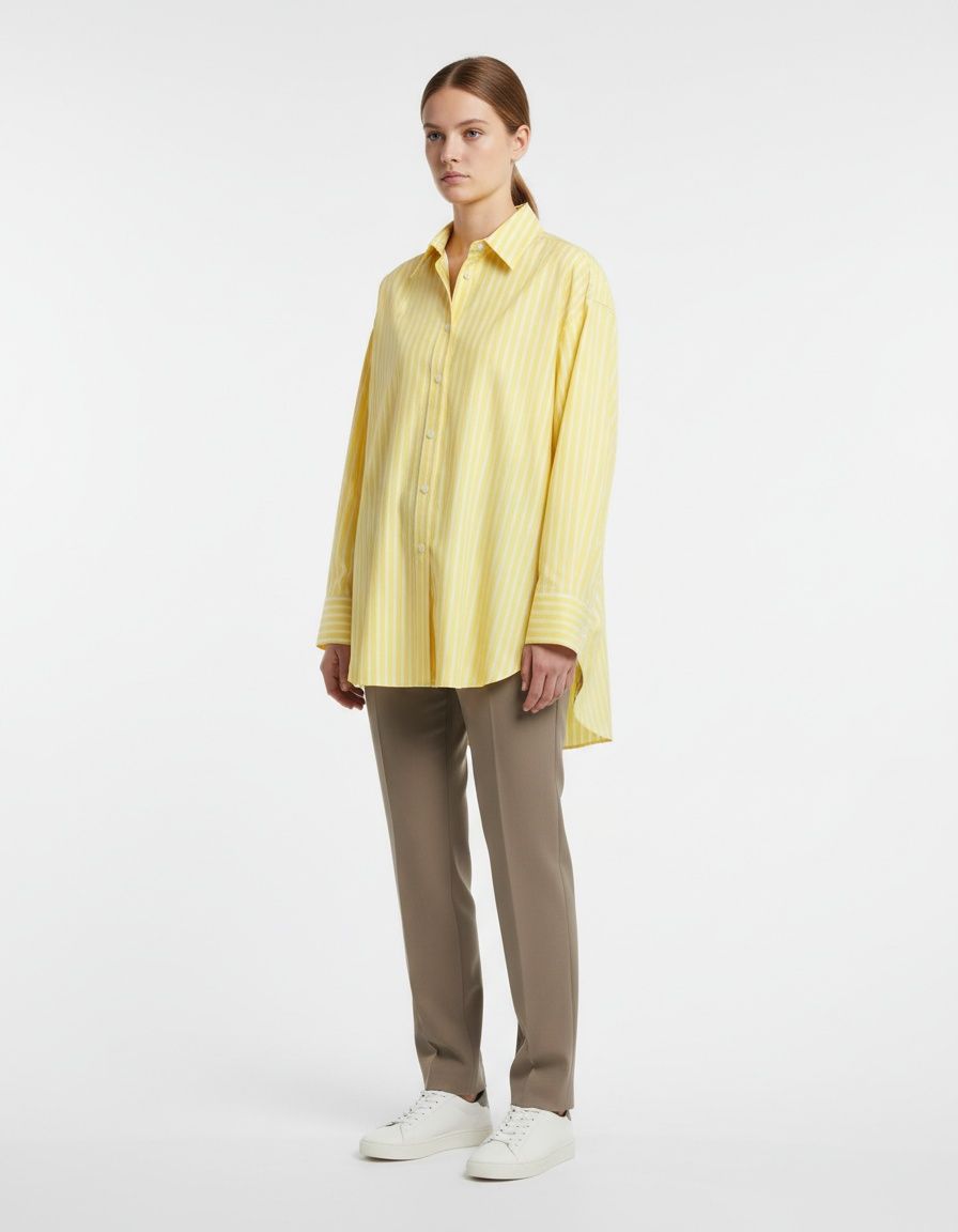 Camicia oversize in popeline di cotone - Elegante e moderna KUN-00025