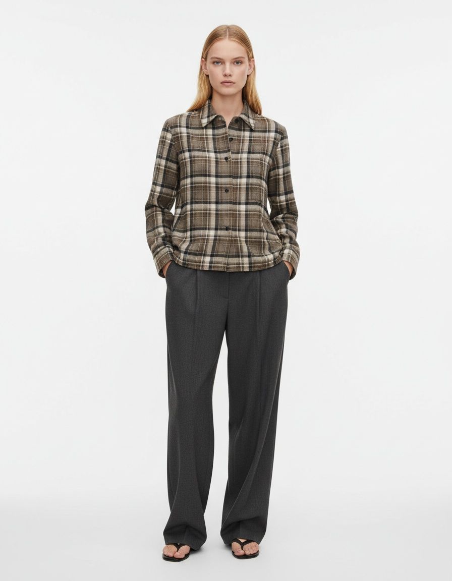 Camicia a quadri slim fit in tessuto originale, stile europeo KUN-00030