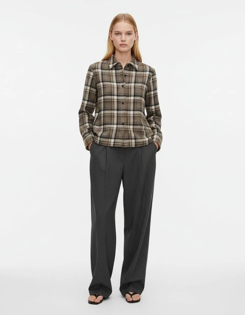 Camicia a quadri slim fit in tessuto originale, stile europeo KUN-00030