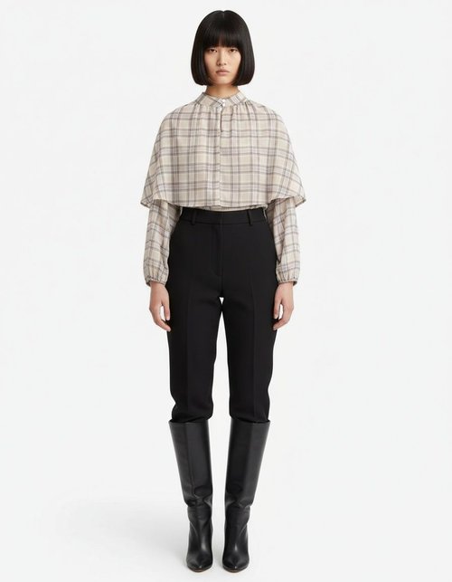Dames top met ruitjespatroon en laagjes - Trendy en chic KUN-00034
