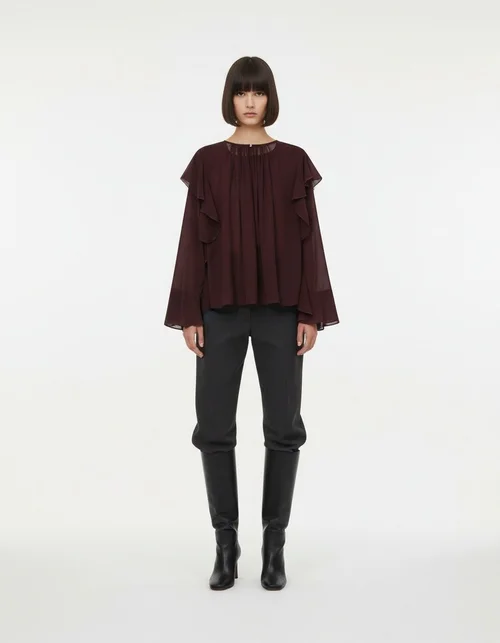 Blouse met ruches aan de zoom - Chique en veelzijdige damesblouse KUN-00039