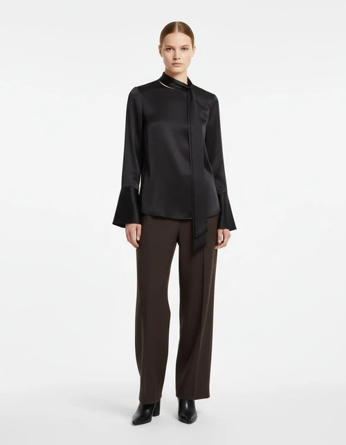 Blusa/sciarpa in raso di seta - Stile chic europeo KUN-00043