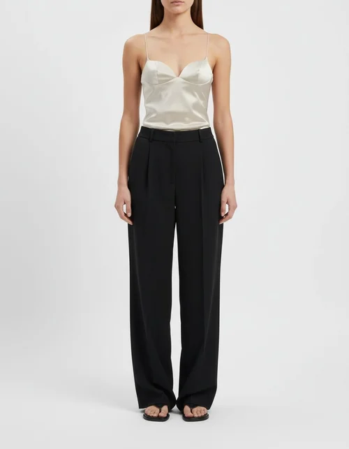 Zijden satijnen top met hartvormige halslijn - elegante Europese stijl KUN-00048