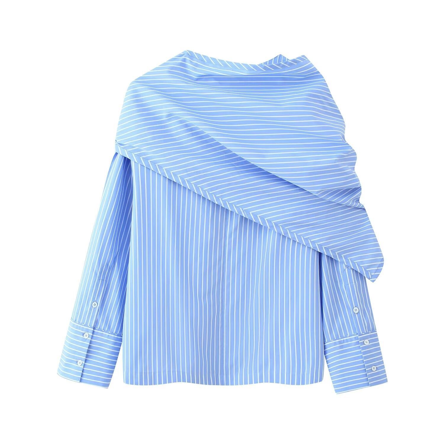 Chemise à rayures avec foulard intégré - Polyvalente et élégante KUN-00064
