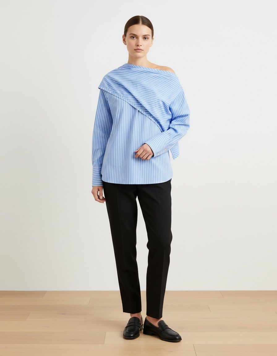 Camicia-sciarpa a righe - Versatile ed elegante KUN-00064