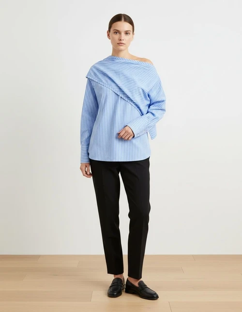 Camicia-sciarpa a righe - Versatile ed elegante KUN-00064