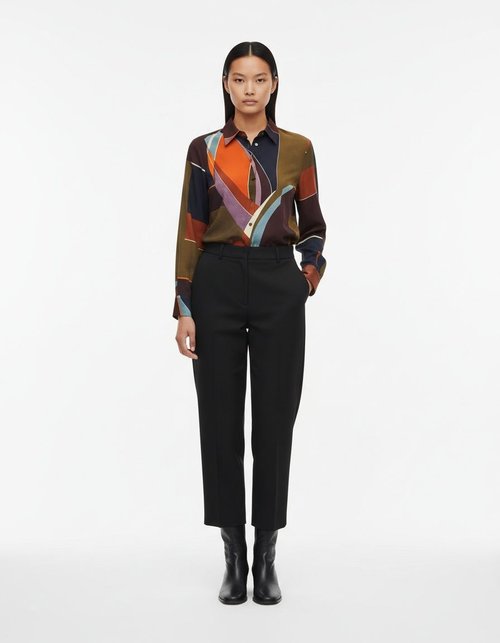 Damesblouse met print en dubbele rij knopen - Europese chique stijl KUN-00071