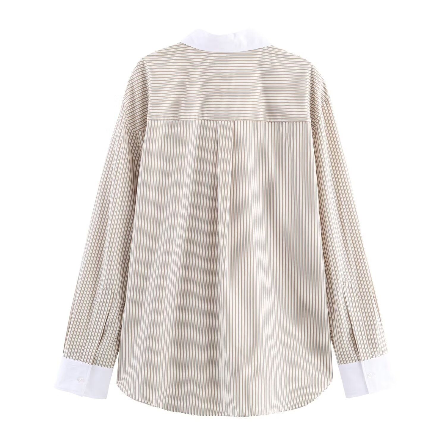 Striped Shirt Women's Blouse Trendy Color Block KUN-00072