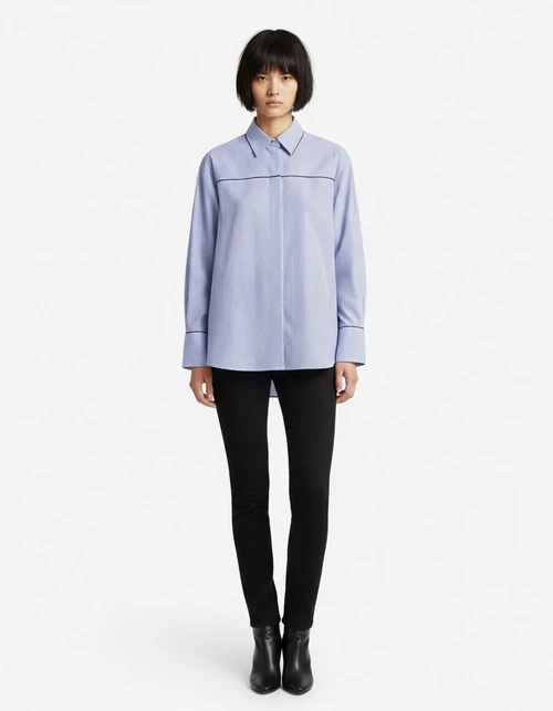 Camicia da donna con inserti a blocchi di colore - Stile chic europeo KUN-00074