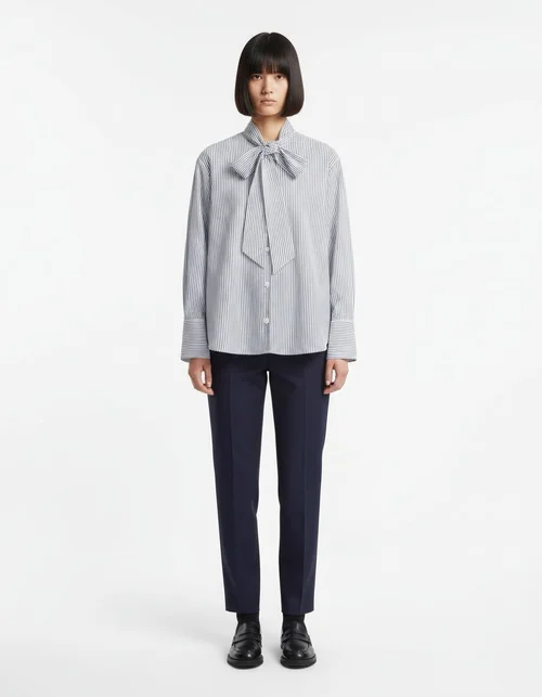 Camicetta a righe con sciarpa - Camicia alla moda in stile europeo KUN-00085