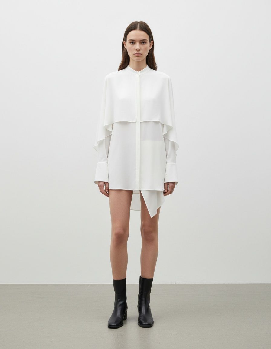 Camicetta da donna asimmetrica a maniche lunghe - Top moderno ed elegante KUN-00086