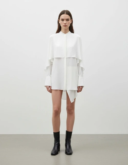 Camicetta da donna asimmetrica a maniche lunghe - Top moderno ed elegante KUN-00086