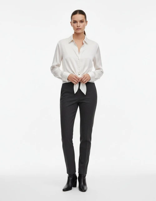 Satin Blouse Stylish Tie-Knot Shirt KUN-00087