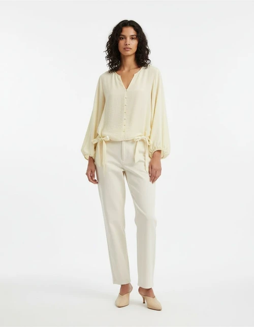 Blusa a strati con volant, stile romantico, modello KUN-00093