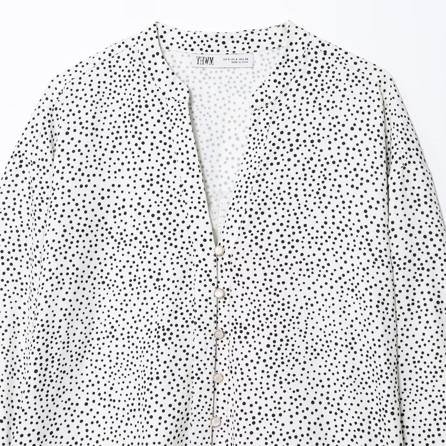 Chemisier à pois pour femme - Manches retroussables, style chic KUN-00094