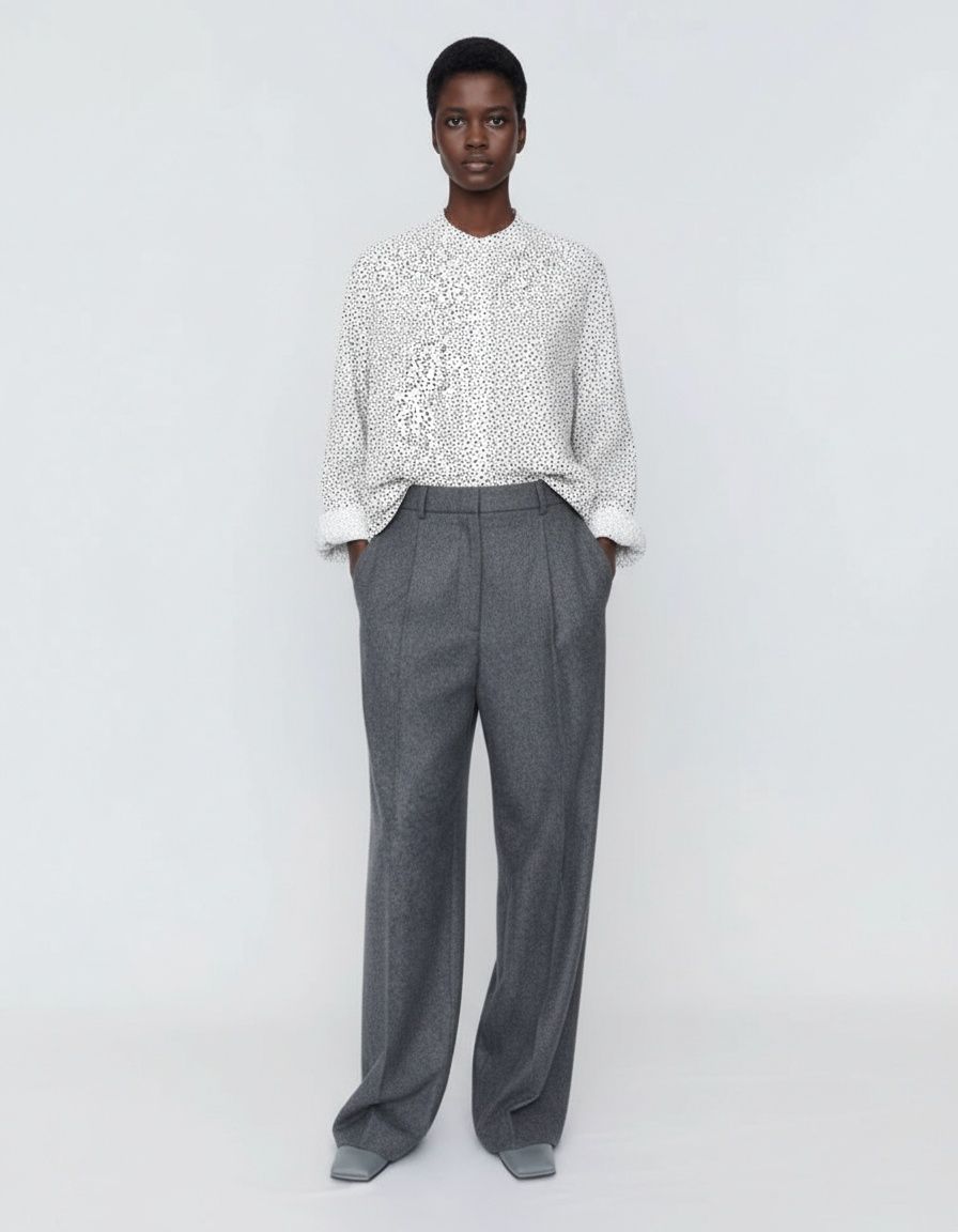 Camicetta da donna a pois con maniche arrotolabili, stile chic KUN-00094